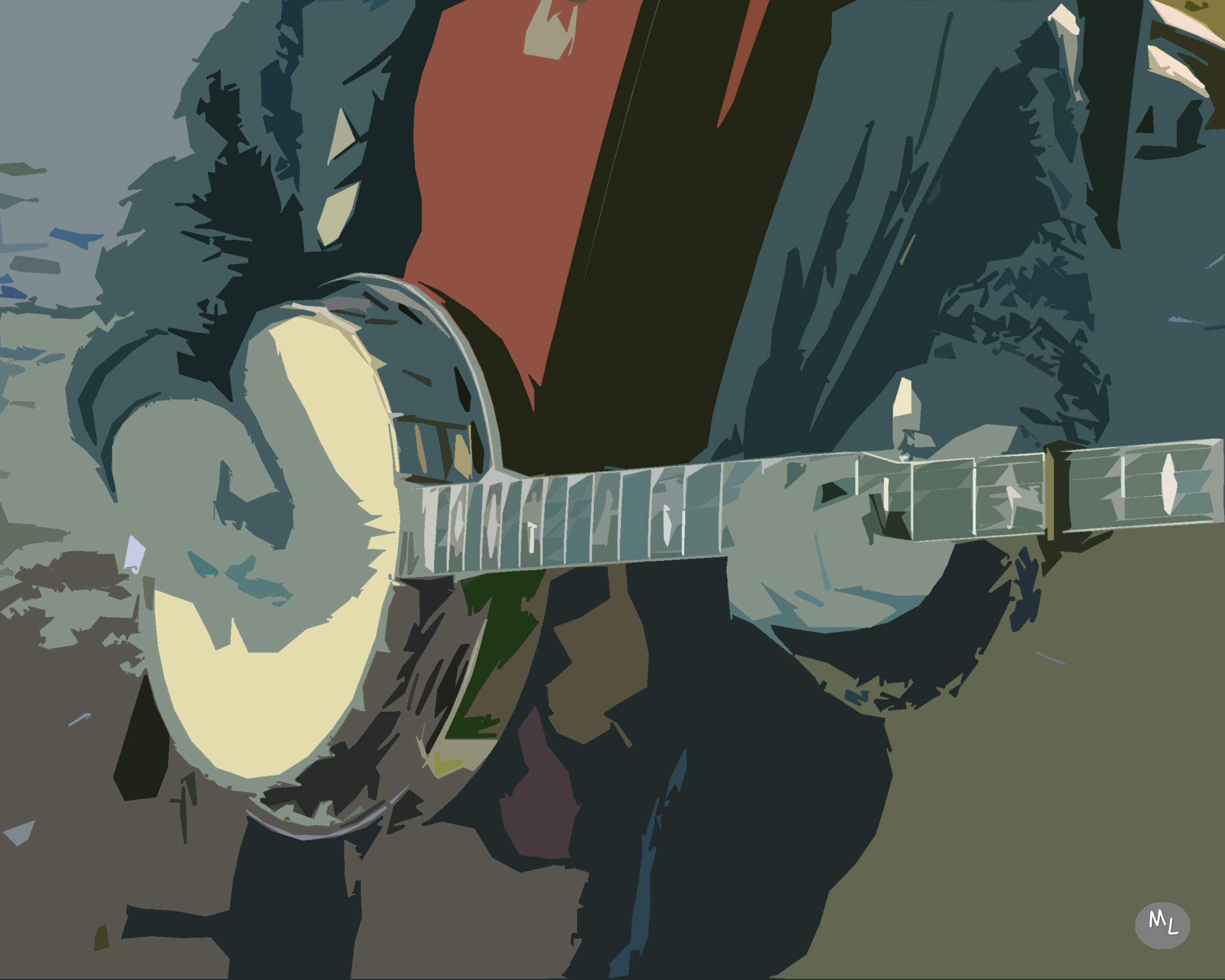 Banjo — 20 x 16 manipulated photo art by Mike Lisagor